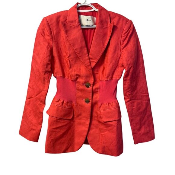7 For All Mankind Jackets & Blazers - 7 For All Mankind Women's coral Cotton Linen Casual Jacket NWT